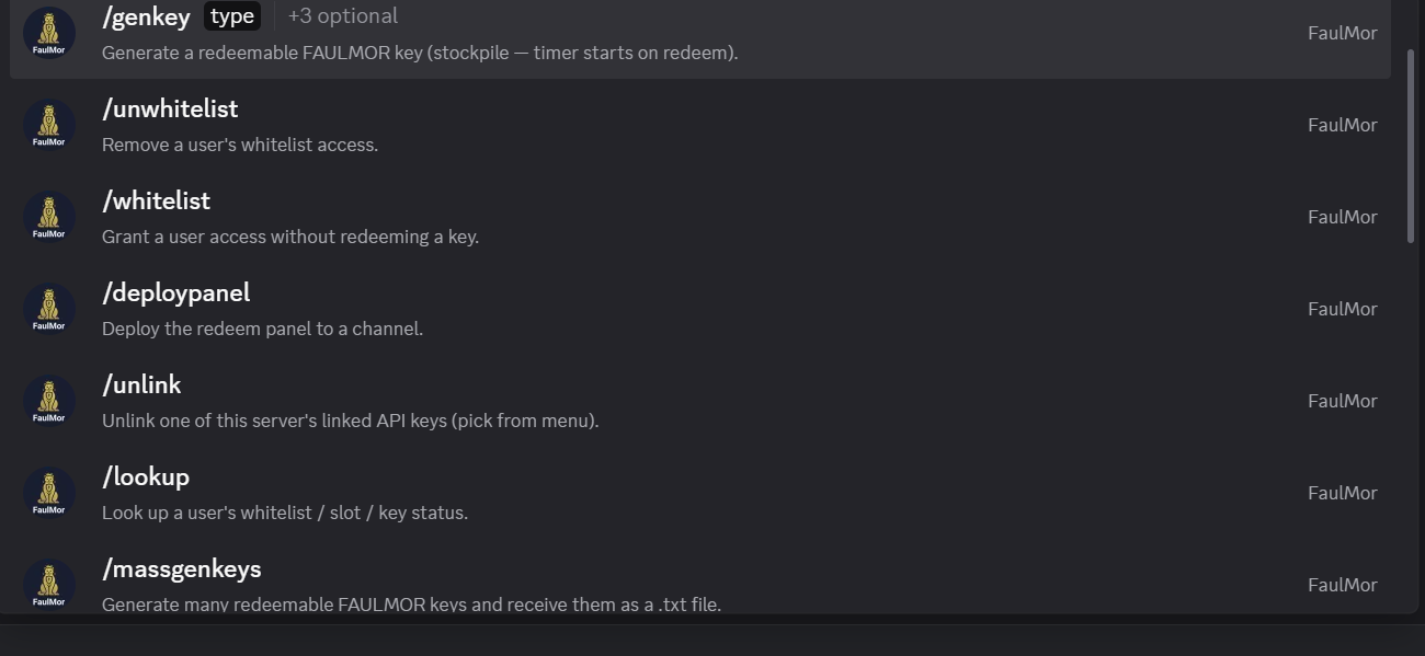 Discord bot commands